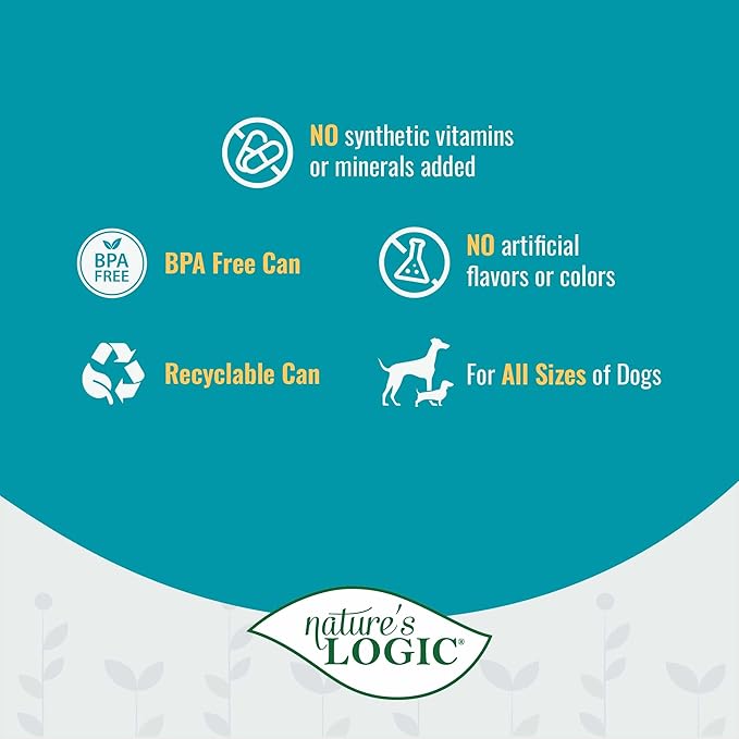 Nature's Logic Grain-Free Canned Dog Food - 95% Animal Proteins - 100% Natural Wet Dog Food Cans - No Common Allergens - All Life Stages - Ideal for Sensitive Dogs - Lamb (13.2 oz, 12 pack)