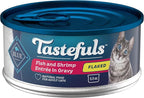 Blue Buffalo Tastefuls Flaked Wet Cat Food, Made with Natural Ingredients, Fish and Shrimp Entrée in Gravy, 5.5-oz Cans (24 Count)