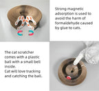 Magic Organ Cat Scratching Board with A Ball Foldable Toy Set with Foldable Cat Toy and Felt Cat Toy Interactive Kitten Toy for Kitten and Small Animals (Brown, Small)