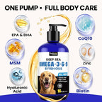 Wild Alaskan Salmon Oil for Dogs & Cats - Deep Sea Liquid Fish Oil Supplement, Maximum Omega 3 Fish Oil with Krill for Skin & Coat 16oz, Fast-Absorbing with Omega 3 6 9 Dog Fish Oil for Joints & Heart