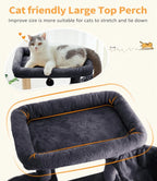 Cat Tree Large Cat Tower Tree 68" Multi-Level Cat Tower for Indoor Cats with Sisal Scratching Posts, Widen Cat Perche, Square Hammock, 2 Widen Condos, Scratching Posts, Grey