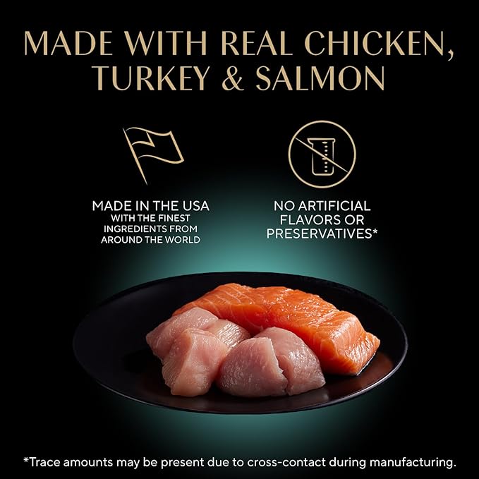 Sheba Perfect Portions Wet Cat Food Cuts in Gravy, Roasted Chicken Entree, with Sustainable Salmon, Tender Turkey Entree, 2.6 oz. Twin-Pack Trays (24 Count, 48 Servings)