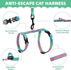 PAWCHIE Cat Harness and Leash Set, Cats Escape Proof-Adjustable Kitten Harness Lightweight Soft Outdoor Walking Travel Pet Safe Harness, Puppy Harness for Girl Cats Bunny Rabbit Small Dog, Green S