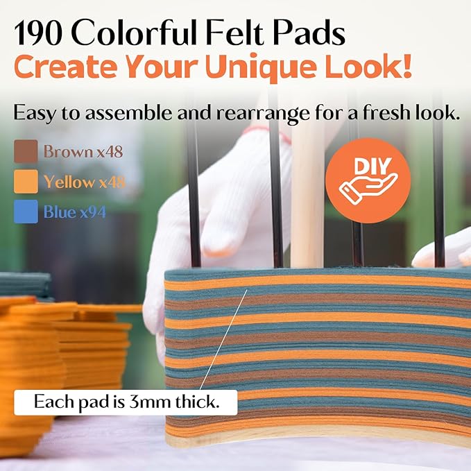 DIY Felt Cat Scratcher Bed, Durable Scratching Pad for Indoor Cats, Sturdy Solid Beech Wooden Cats Scratcher, Lounger & Sleep & Scratch (Extra-Larger), Brown