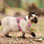 Cat Harness and Leash for Walking, The Upgrade Can be Adjusted in Four Directions and Breathable Cat Harness for Anti Escape That can be Fitted and Positioned, Reflective Strips Harness, Pink, XS