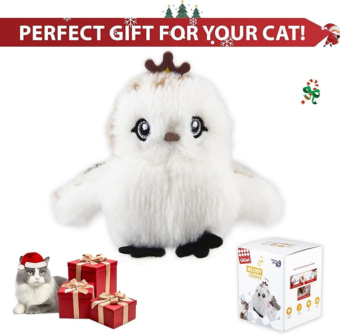 Gigwi Flappy Bird Cat Toy For Indoor Cats, Rechargeable Lifelike Sandpiper Interactive Flapping Bird Cat Toy Tweet, Flapping Wings & Lively Chirping, Catnip Toys For Kitten, Touch Activated (Prince)