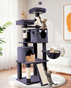 66in Multi-Level Large Cat Tree Tower for Indoor Cat/Kitties, Mordern Cat Tower with Sisal Scratching Posts, Condos and Hammock, Perches, Ramp for Climbing Heavy Duty
