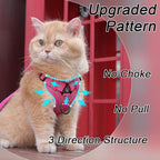 Cat Harness and Leash Set, Upgraded Escape Proof Adjustable Kitten Vest with Lead for Small Cat Outdoor Walking, Soft Breathable Mesh Jacket with Reflective Strips for Dark Night, S, Pink