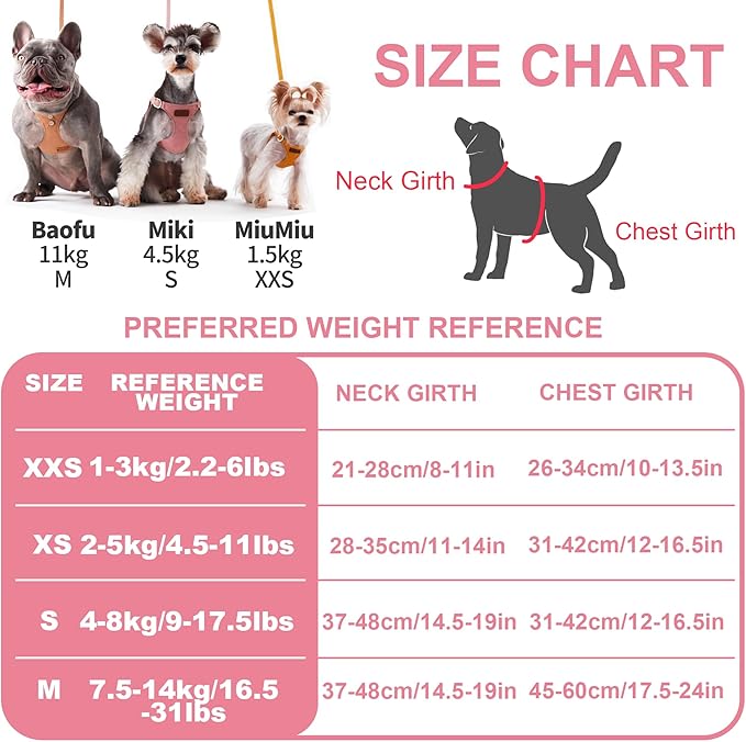 Puppytie No Pull xs Dog Harness with Multifunction Dog Leash,Soft Adjustable No Choke Escape Proof Pet Harness Vest,Polka dots Pink,XS