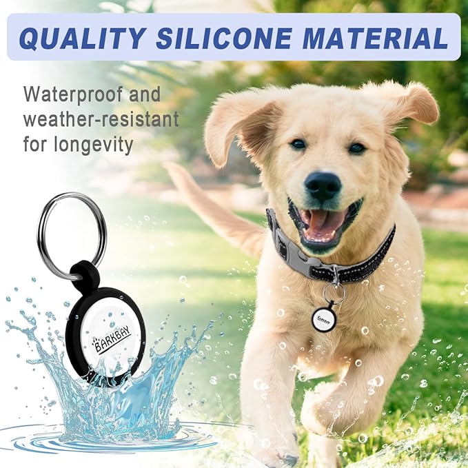 Dog Tags Personalized,QR Code Smart Pet ID Name Tag,Instant Location Alerts,Easy Online Profile Updates,No Fees,No Apps,Anti-Lost,Waterproof Silicone Dog Cat Tag for Small,Medium,Large Dogs(Black)
