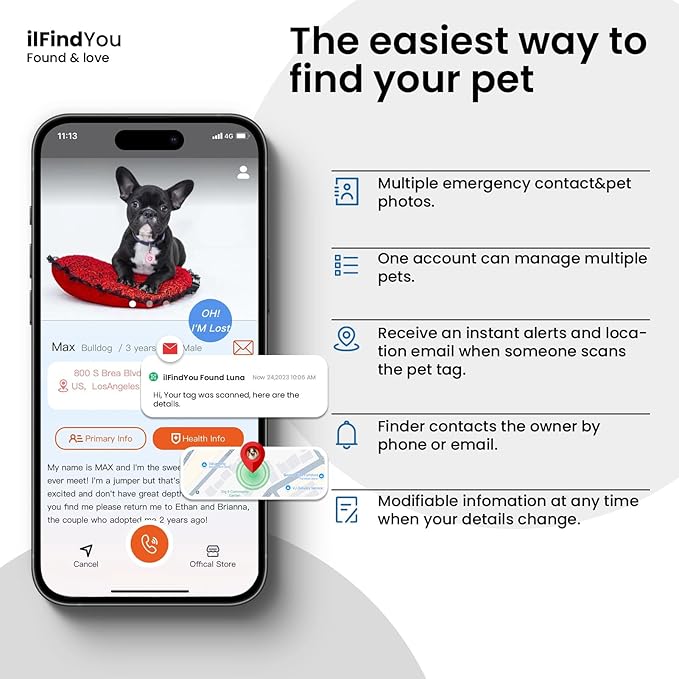 Cat Tags Personalized Small, QR Code Cat Name Tag for Kitten Collar, Cats Tracker Scan Location Alerts, Pink S