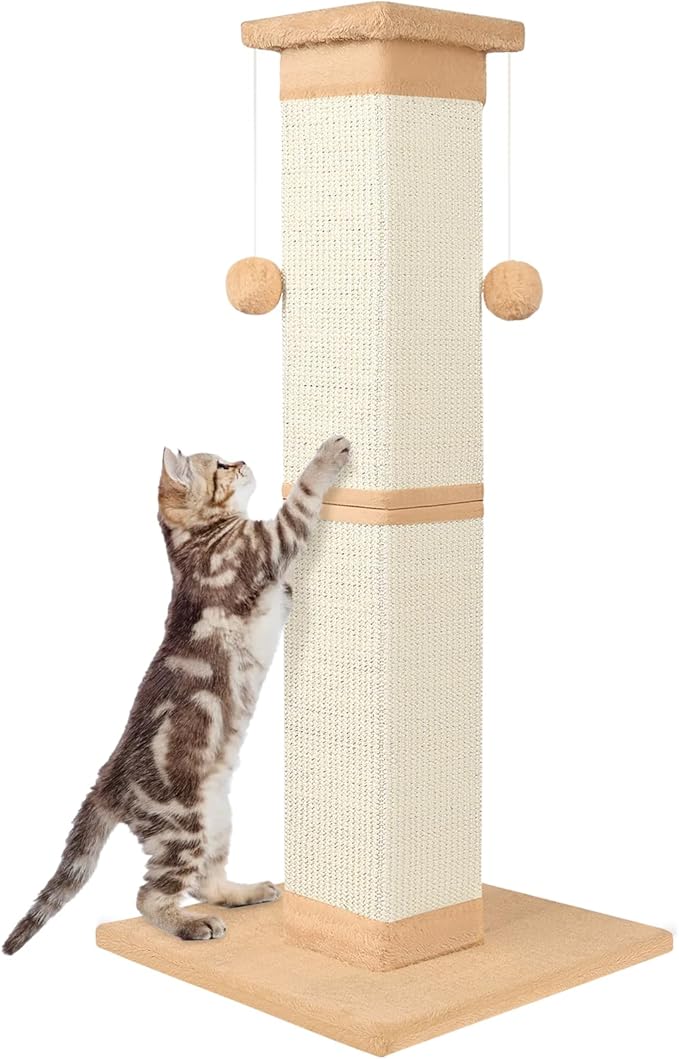 Cat Scratching Post 33 Inch Nature Sisal Cat Scratch Post for Indoor Cats, Large Cat Scratcher Protect Your Furniture Orange