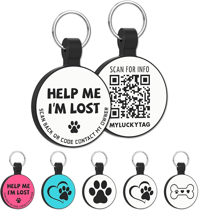 MYLUCKYTAG Silent Silicone QR Code Dog Tags - Scan QR for Instant Pet Location Alerts