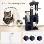 Globlazer Cat Tower for Indoor Cats, Heavy Duty Cat Trees for Large Cats Adult Big Cats Maine Coon Cat Tree Tower with Scratching Post, Extra Large Top Perch, Cat Condos, F61, Dark Grey, 61inch