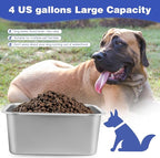 4 Gallons Extra Large Dog Water Bowl, Stainless Steel Metal Dog Bowls,Extra Large Capacity Pet Food Bowl Water Dish for Indoor and Outdoor Universal for Medium to Giant Dogs