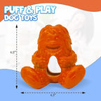 Yeti Dog Chew Puff and Play Interactive Dog Toys, Nuggets Dog Treat Dispenser Puzzle, Fun Stimulating Chew Toy for Teething, Behavior Training for Light to Moderate Chewers, Yeti Orange