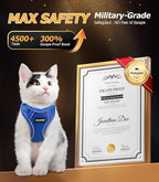Halypet Cat Harness and Leash Set [MAX Safety 4th-Gen Upgrade] Escape Proof Adjustable Cat Leash Comfortable Soft Vest Easy to Wear Kitten Harness with Reflective Strip for Cats Walking, S Blue