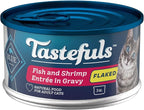 Blue Buffalo Tastefuls Flaked Wet Cat Food, Made with Natural Ingredients, Fish & Shrimp, 3-oz Cans (24 Count)
