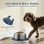 304 Stainless Steel Dog Bowls, Heavy Duty Dog Food Bowl with Extra Strong Non-Slip Mat, Thick Metal Base Water Bowl with Lick Mat for Puppies & Cats, Indoor/Outdoor (8.5 oz)