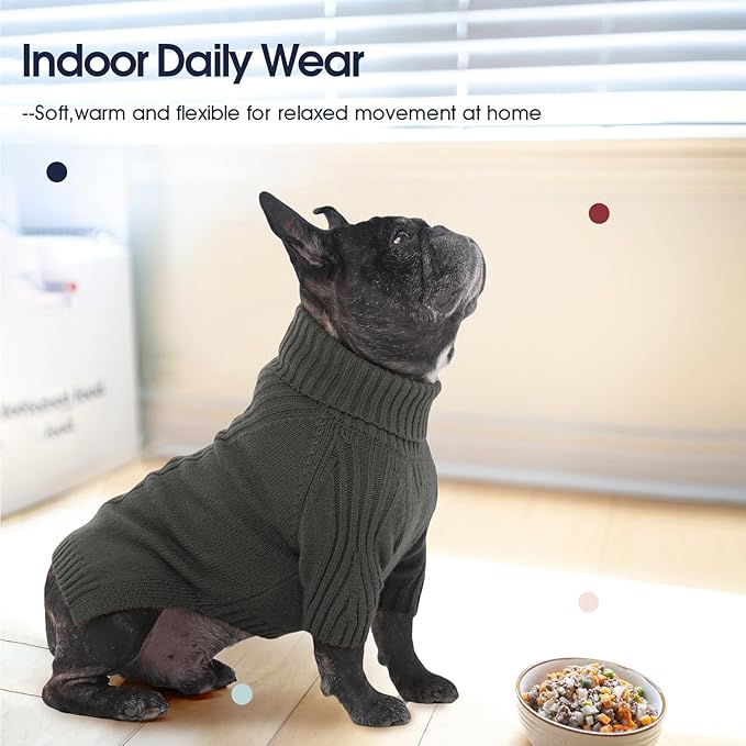 IECOii XXL Dog Sweater,Thermal Knit Big Dog Sweater with Sleeve,Pet Turtleneck Doggy Sweatshirt for Extra Large Dogs Boy Girl,Stretchy Large Dogs Cold Weather Outfit Pitbull Clothes,(Grey,XXL)