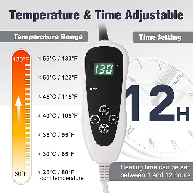 Large Cat Heating Pad, Waterproof Pet Heating Pad for Cat Dog Outdoor, Adjustable Temperature Cat Warming Bed Mat with Timer, Indoor Heated Cat Bed with Chew Resistant Cord (L: 35'' L X 24'' W)