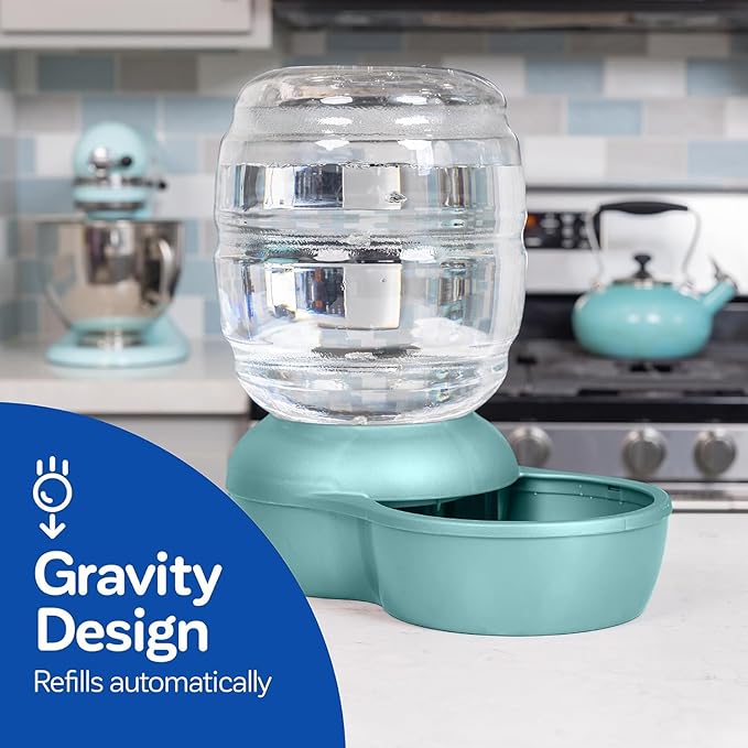 Petmate Replendish Automatic Gravity Waterer for Cats and Dogs, BPA-Free, No Batteries Required, Includes Charcoal Filter, 4 Gallons,Green, Made in USA