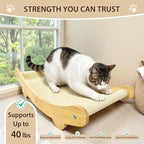 2-in-1 Sisal Cat Scratcher Bed for Indoor Large Cats – Hammock Lounge with Natural Sisal Pad, Wooden Cat Furniture for Scratching and Resting