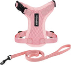 Voyager Escape-Proof Step-in Lock Cat Harness & 5ft Neoprene-Handle Leash Set All-Weather Mesh with Reflective Stitching for Small to Large Cats by Best Pet Supplies, Pink, XS