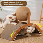 Sisal Cat Scratching Ball Toy, Interactive Cat Scratcher Board with Wooden Frame, Durable Scratch Toy for Indoor Cats, Wear-Resistant Ferris Wheel Design for Endless Fun! (Middle)