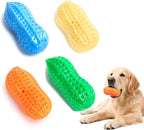 Nobleza Squeaky Dog Toys Interactive, 4 Pack Peanut Chew Ball for Pet Teeth Cleaning Puppy Squeaky Chew Toy, Durable for Medium Large Small Breeds Puppy Teething Chew Toy