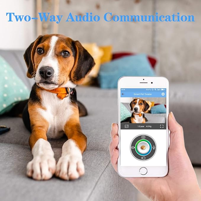 Iseebiz Pet Camera Treat Dispenser, 2.4G & 5G WiFi Dog Camera with 2 Way Audio Talk Listen, 1080P Night Vision Cat Dog Cam, App Control Tossing, Multi Devices Login, Compatible with Alexa, Upgraded
