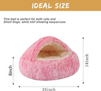 Dog Beds for Small Dogs, Cat Bed Cave, Washable Cute Cat Bed, Cozy Nook Pet Bed for Dogs or Cats, Anti-Slip Puppy Bed Fits up to 22 lbs Pets(Pink, 24" x 24")