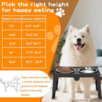 Elevated Dog Bowl Stand for Large Dogs - 2 Extra Large 10” Stainless Steel Bowls, 5 Adjustable Heights(7.5"-15.4"), Foldable Non-Slip & Durable, Portable Heavy Duty Travel Dog Feeder, Black