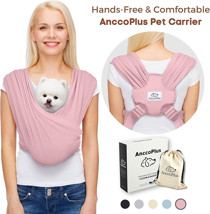 Dog Carriers for Small Dogs, Front Facing Dog Sling Carrier, Hands Free Cat Carrier, Size Adjustable, Reducing Back Pain, Premium Cotton, Safe and Soft Dog Carrier (Regular, Light Pink)