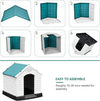 YITAHOME Large Plastic Dog House Outdoor Indoor Doghouse Puppy Shelter Water Resistant Easy Assembly Sturdy Dog Kennel with Air Vents and Elevated Floor