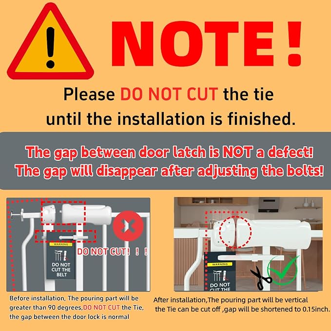 TSAYAWA Extra Wide Baby Gate with Door,38.5-43.3 Inch Walk Through Large Long Child Gates for Stair Doorway - Indoor TSAYAWA Outdoor Safty Gate for Toddler Pet Dog Doggie White