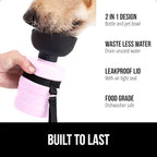 GORILLA GRIP Dog Water Bottle, Portable Water Bowl Dispenser for Dogs, 12 oz Leak Proof Pet Travel Squeeze Bottles, Food Grade Silicone, to Go Puppy Essentials, Hiking Camping Trip Accessories, Pink