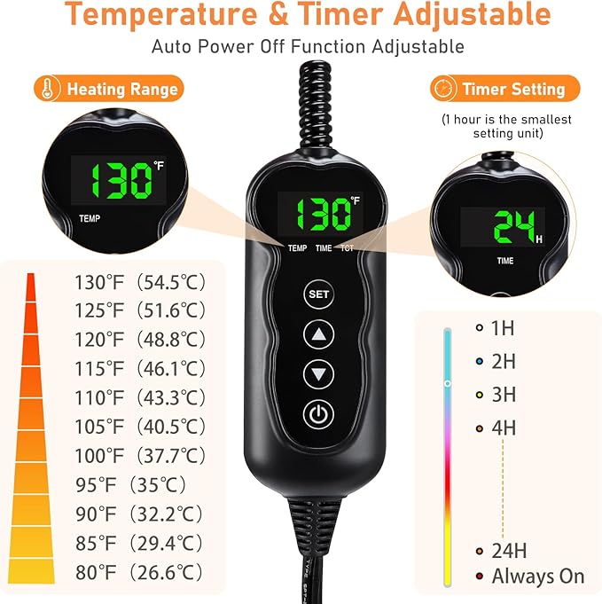 INVENHO Heated Dog Bed, Waterproof Adjustable Temperature Dog Cat Heating Pad with Timer, Indoor Pet Heating Pad for Cats Dogs Electric Pads for Dogs Cats, Pet Heated Pad (M: 28" x 16")