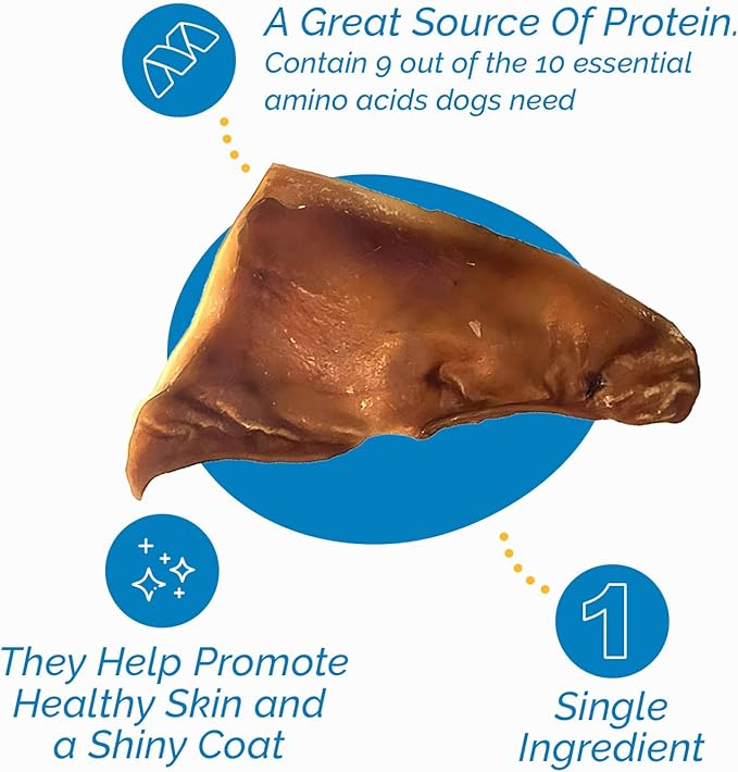 Pig Ears for Dogs, 100% Natural Long Lasting Pork Dog Chews, Ideal for All Chewers, Delicious and Healthy Dog Treats, Half Pig Ears (One Pack of 30)