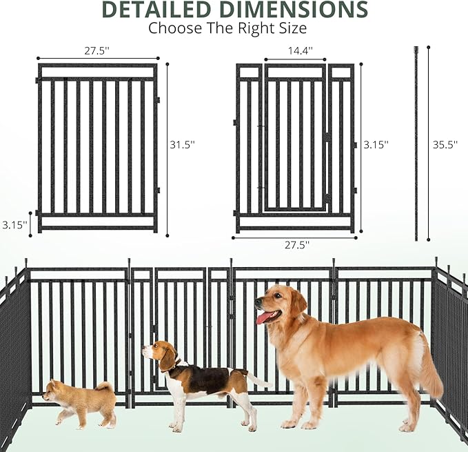 Dog Playpen Metal Dog Fence Outdoor for Yard 32" Height 32 Panels Portable Dog Pen Pet Kennel for RV Camping(Black-Silver)