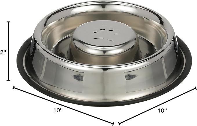 Neater Pet Brands Stainless Steel Slow Feed Bowl - Non-Tip & Non-Skid - Stops Dog Food Gulping, Bloat, Indigestion, and Rapid Eating (1-1/2 Cup)