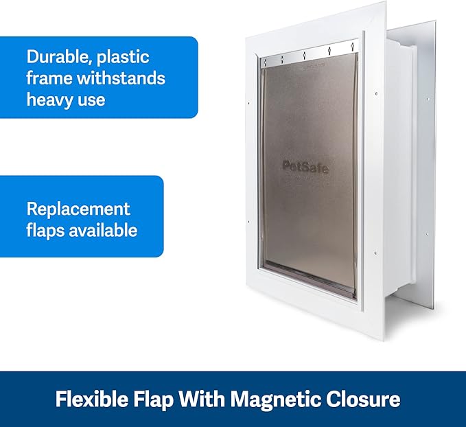 PetSafe Wall Entry Pet Door - Rust-Free Telescoping Frame - Easy Install for Interior & Exterior Walls 4 3/4" - 7" Thick - Medium - for Pets Up to 40 lbs