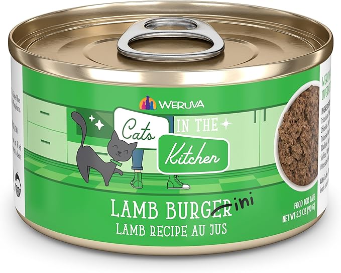 Weruva Cats in The Kitchen, Lamb Burger-ini with Lamb Au Jus Cat Food, 3.2oz Can (Pack of 24)