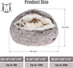 Cat Beds & Dog Bed with Cover Cave, Dog Beds for Small Dogs, Round Soft Plush Donut Calming Pet Bed for Indoor Cats or Small Dog, Washable Puppy Bed with Non-Slip Bottom-24inch