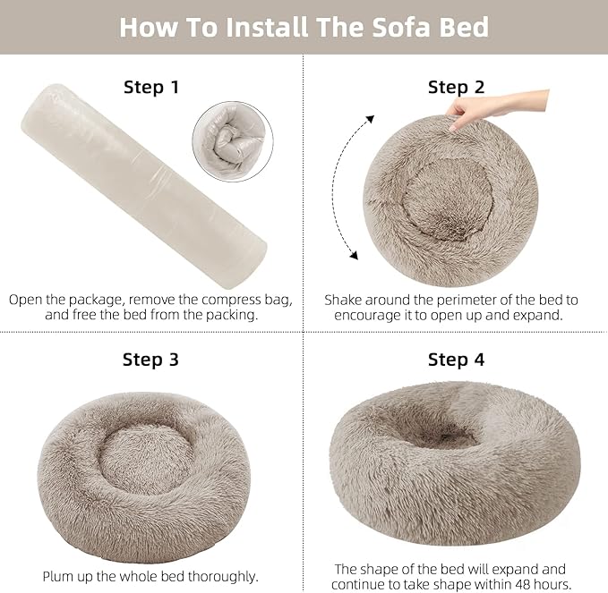 Cat Beds for Indoor Cats,20 Inch Dog Bed for Small Melium Large Dogs, Washable-Round Pet Bed for Puppy and Kitten with Slip-Resistant Bottom