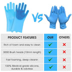 High-Density Silicone Pet Grooming Gloves with Enhanced Five Finger Design for Bathing, Massaging Dogs and Cats (Blue)