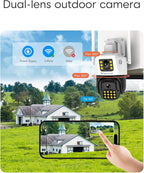 VSTARCAM 3MP+3MP Outdoor Security Camera, 2K Dual Camera, 360° Pan & Tilt, Custom Alarm Sound, Full Color Night Vision, 2-Way Audio, 2.4GHz WiFi, PIR Motion Sensor,Real Time Notifications