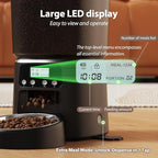 Automatic Cat Feeder,4L Timed Cat Dry Food Dispenser,Pet Feeder up to 6 Meals and 30 Portions per Day,10S Voice Record,Flexible Schedule Timer,Dual Power,Stainless Steel Bowl,for Cats and Small Dogs