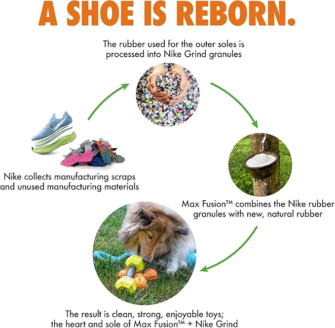 Max Fusion Made with Nike Grind, Arlee Weeble Treat Dispensing Dog Toy, Treat Dispenser, Durable Treat Toys for All Dogs, Natural Rubber Chew Toy, Medium, Red, 1 Count