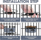 Hanging Dog Bowls for Kennel, ShineMe Stainless Steel Attachable Dog Bowls for Crates Hanging 2 Pack Food and Water Bowl No Spill for Medium and Small Sized Dogs (6.2x2.6” & 5.5x2.4”)